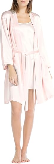 Women’s 100% Mulberry Silk Mid-Length Robe with Pockets – Luxury Loungewear