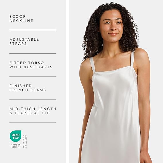 Fishers Finery Women’s 100% Pure Mulberry Silk Chemise – Elegant Nightgown
